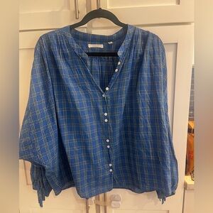 Doen Blue Plaid Button-Up XXL